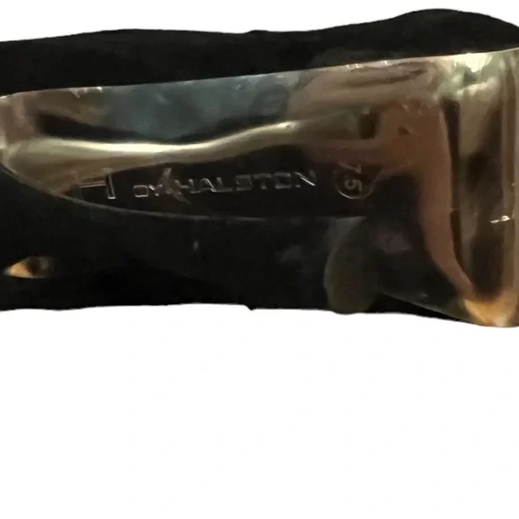 H by Halston Vintage Black Leather Suede over the Knee Platform Heel Boots 7.5 - Picture 2 of 11